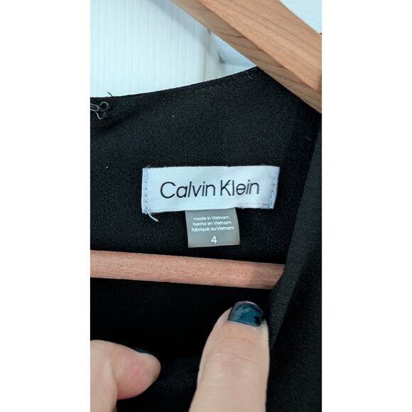 Calvin Klein Black with Gold Embroidery A Line Dress NEW! - Picture 6 of 10